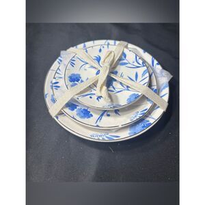 New Blue Floral Ceramic Trinket Plates - Set of 3 EPC